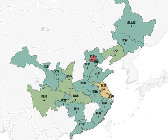 部屬院校地區(qū)分布